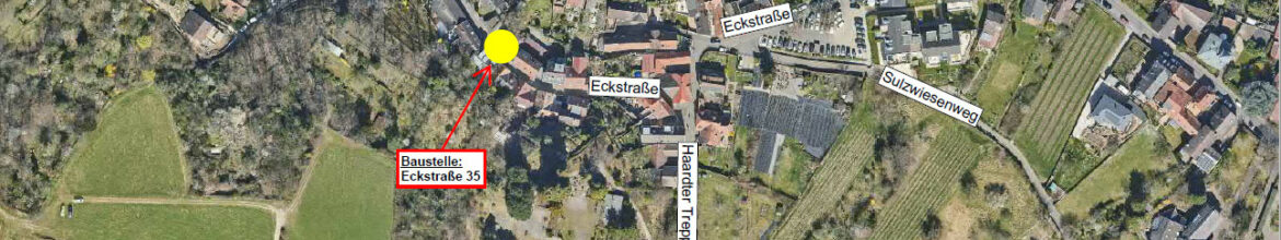 Vollsperrung in der „Eckstraße“ vor Anwesen Haus-Nr. 35 im Ortsteil Haardt